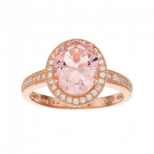 ジルコニア ローズ ゴールド 銀色 シルバー & 【 UNBRANDED 18K ROSE GOLD OVER SILVER CRYSTAL CUBIC ZIRCONIA OVAL HALO RING / ROSE TONE 】 ジュエリー アクセサリー レディースジュエリー 指輪 リング