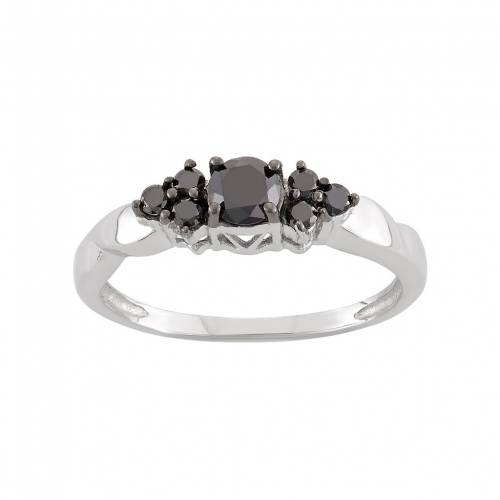 黒色 ブラック ダイヤモンド 銀色 シルバー T.W. 【 JEWELEXCESS 1/2 CARAT BLACK DIAMOND STERLING SILVER CLUSTER RING / 】 ジュエリー アクセサリー レディースジュエリー 指輪 リング