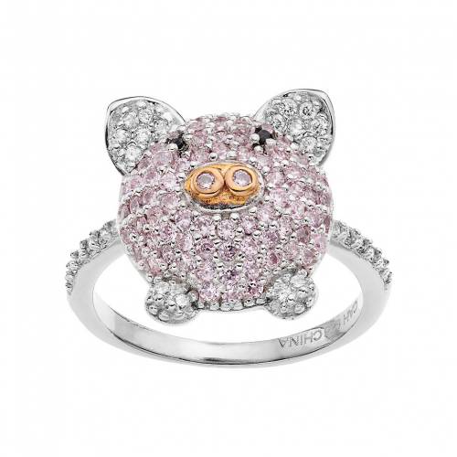 ジルコニア 【★スーパーSALE★6/11深夜2時迄】銀色 シルバー ピンク 【 RADIANT GEM SOPHIE MILLER TWO TONE STERLING SILVER CUBIC ZIRCONIA PIG RING / PINK 】 ジュエリー アクセサリー レディースジュエリー 指輪 リング