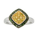 銀色 シルバー 緑 グリーン 黄色 イエロー ダイヤモンド 2CT. T.W. 【 JEWELEXCESS STERLING SILVER 1/2-CT. GREEN AND YELLOW DIAMOND HALO RING / MULTI NONE 】 ジュエリー アクセサリー レディースジュエリー 指輪 リ