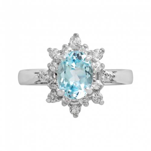 ジルコニア 【★スーパーSALE★6/11深夜2時迄】銀色 シルバー 青色 ブルー & 【 TRADITIONS JEWELRY COMPANY STERLING SILVER BLUE TOPAZ CUBIC ZIRCONIA FLORAL RING / MULTI NONE 】 ジュエリー アクセサリー レディースジュエリー 指輪 リング