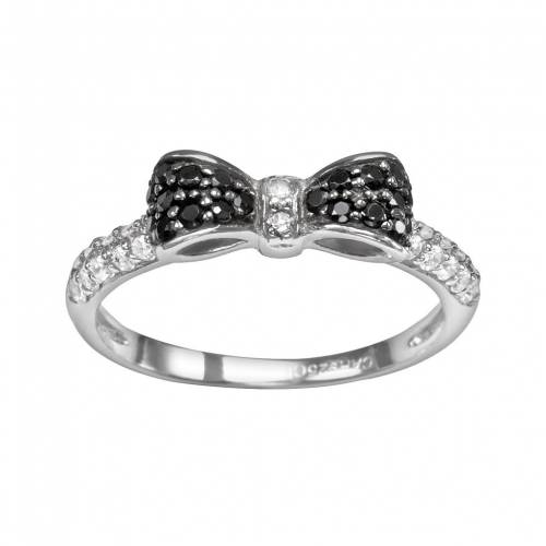 ジルコニア 銀色 シルバー 黒色 ブラック 白色 ホワイト & 【 SOPHIE MILLER STERLING SILVER BLACK WHITE CUBIC ZIRCONIA BOW RING / 】 ジュエリー アクセサリー レディースジュエリー 指輪 リング