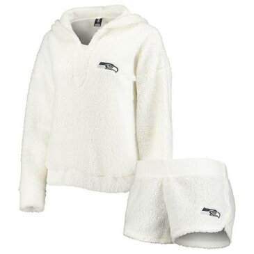 クリーム シアトル シーホークス フーディー パーカー ショーツ ハーフパンツ ベージュ & 【 UNBRANDED CONCEPTS SPORT CREAM FLUFFY HOODIE TOP SHORTS SET SEA BEIGE 】