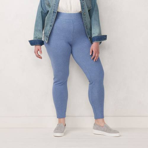 ローレン・コンラッド レギンス タイツ デニム 【 LC LAUREN CONRAD PLUS SIZE HACCI HIGHWAISTED LEGGINGS DENIM FLARE 】