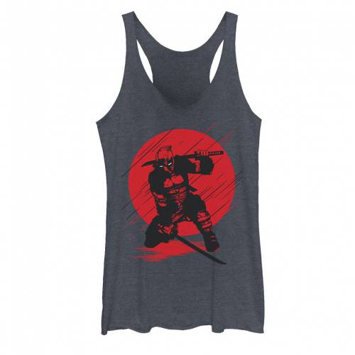 マーベル 赤 レッド グラフィック タンクトップ 紺色 ネイビー ヘザー 【 MARVEL DEADPOOL RED MOON SAMURAI GRAPHIC TANK TOP / NAVY HEATHER 】 キッズ ベビー マタニティ トップス Tシャツ カットソー