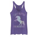 【★Fashion THE SALE★1/14迄】虹色 レインボー タンクトップ 紫 パープル ヘザー BREAKFAST&#34; 【 UNBRANDED I EAT GLITTER FOR RAINBOW UNICORN TANK TOP / PURPLE HEATHER 】 キッズ ベビー マタニティ トップス