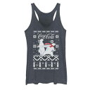 キャラクター トレーナー ポーラー サンダル グラフィック タンクトップ 紺色 ネイビー ヘザー 【 HEATHER LICENSED CHARACTER COCACOLA UGLY SWEATER POLAR BEAR SLIDE GRAPHIC TANK NAVY 】