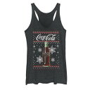 キャラクター クラシック クリスマス トレーナー グラフィック タンクトップ 黒色 ブラック ヘザー 【 HEATHER LICENSED CHARACTER COCACOLA CLASSIC BOTTLE CHRISTMAS SWEATER STYLE GRAPHIC TANK BLACK 】