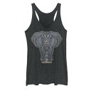 エレファント グラフィック タンクトップ 黒色 ブラック ヘザー 【 HEATHER UNBRANDED BOHO ELEPHANT HENNA GRAPHIC TANK BLACK 】