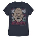 キャラクター クリスマス グラフィック Tシャツ 紺色 ネイビー 【 LICENSED CHARACTER THE GOONIES SLOTH HEY YOU GUYS UGLY CHRISTMAS STYLE GRAPHIC TEE / NAVY 】 キッズ ベビー マタニティ トップス カットソー