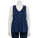 SO Vネック タンクトップ 【 Plus Size V-neck Pocket Tank Top 】 Navy Start Print