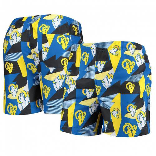 ラムズ 青色 ブルー ロサンゼルス 【 UNBRANDED FOCO ROYAL/GOLD LOS ANGELES RAMS GEO PRINT SWIM TRUNKS / LAR BLUE 】 メンズファッション 水着