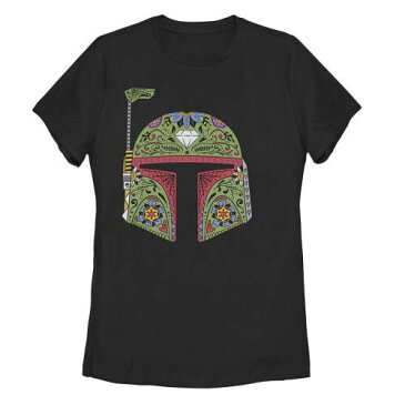 キャラクター ヘルメット Tシャツ 黒色 ブラック スターウォーズ 【 HELMET LICENSED CHARACTER BOBA FETT SUGAR SKULL STYLE TEE BLACK 】