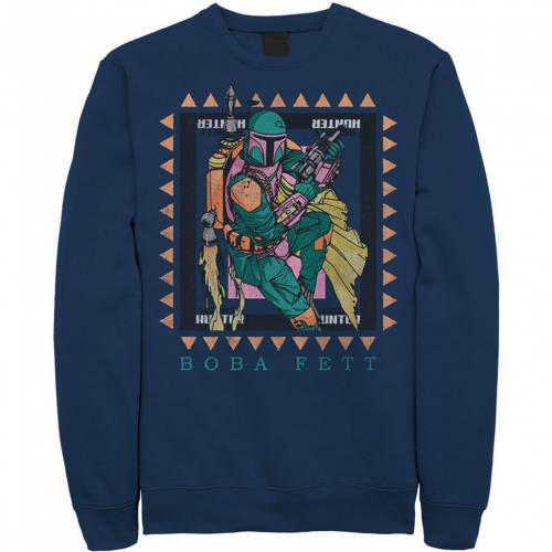 キャラクター スウェットシャツ トレーナー 紺色 ネイビー スターウォーズ 【 LICENSED CHARACTER BOBA FETT STAMP SWEATSHIRT NAVY 】