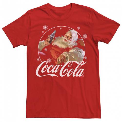 キャラクター クリスマス ロゴ Tシャツ 赤 レッド 【 RED LICENSED CHARACTER COCA COLA SANTA RETRO CHRISTMAS LOGO TEE 】