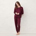 ローレン・コンラッド LC LAUREN CONRAD 【小さめ】 スリーブ ズボン ボトムス 長袖 【 Petite Cozy Long Sleeve Pajama Top And Banded Bottom Pajama Pants Set 】 Maroon