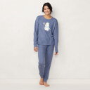 ローレン・コンラッド LC LAUREN CONRAD 【小さめ】 スリーブ ズボン ボトムス 長袖 【 Petite Cozy Long Sleeve Pajama Top And Banded Bottom Pajama Pants Set 】 Blue Cat