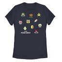 キャラクター Tシャツ 紺色 ネイビー 【 LICENSED CHARACTER SUPER MARIO 8-BIT ITEMS TEE / NAVY 】 キッズ ベビー マタニティ トップス カットソー