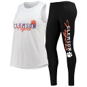 クレムソン タイガース タンクトップ レギンス タイツ 白色 ホワイト 【 UNBRANDED CONCEPTS SPORT WHITE/BLACK CLEMSON TIGERS TANK TOP AND LEGGINGS SLEEP SET / CLM WHITE 】 インナー 下着 ナイトウエア レディース