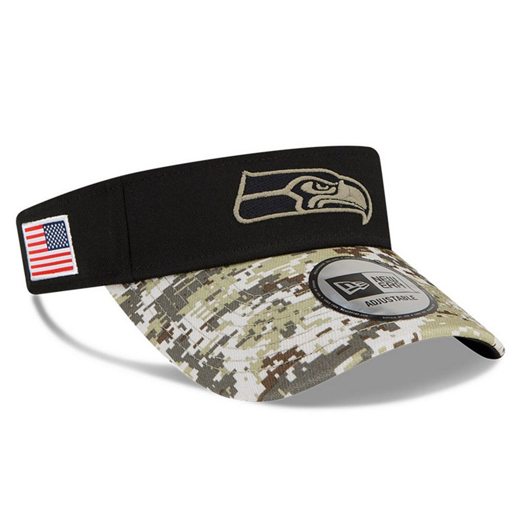 NEW ERA シアトル シーホークス 黒色 ブラック ニューエラ 【 BLACK CAMO 2021 SALUTE TO SERVICE VISOR SEA 】