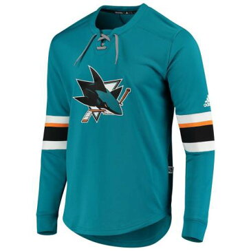 アディダス シャークス プラチナム スリーブ ジャージー Tシャツ 青色 ブルー サンノゼ 長袖 メンズ 【 PLATINUM SLEEVE ADIDAS TEAL JERSEY TSHIRT SKS BLUE 】