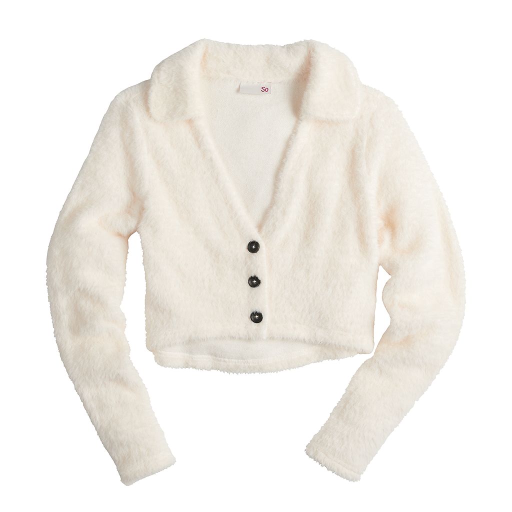 カーディガン アイボリー 【 SO BUTTON FRONT CROPPED CARDIGAN IVORY 】