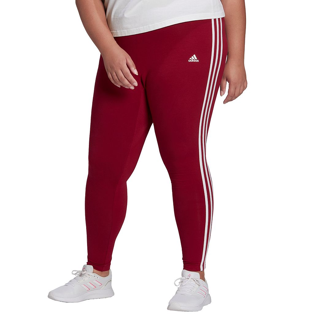 【★スーパーSALE★9/11深夜2時迄】アディダス レギンス タイツ レガシー ワイン色 バーガンディー 【 LEGACY ADIDAS PLUS SIZE 3STRIPE LEGGINGS BURGUNDY 】