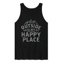 キャラクター タンクトップ 黒色 ブラック 【 LICENSED CHARACTER OUTSIDE IS MY HAPPY PLACE TANK TOP / BLACK 】 メンズファッション トップス 1