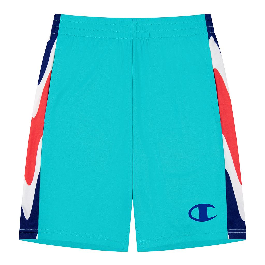 【★スーパーSALE★9/11深夜2時迄】チャンピオン ボックス スクリプト ショーツ ハーフパンツ シアン 【 CHAMPION WAVY BOX SCRIPT PANEL SHORTS ELECTRIC CYAN 】