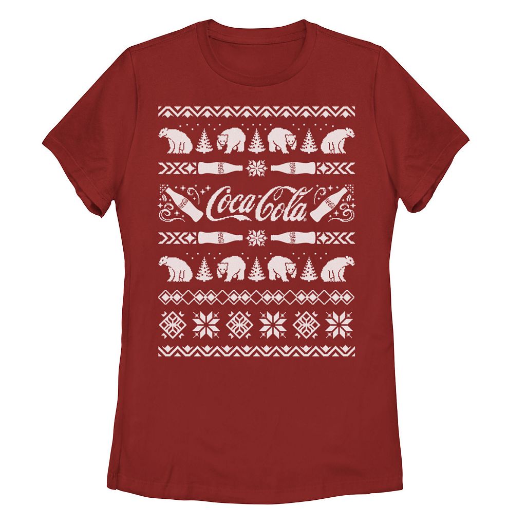 キャラクター トレーナー ポーラー Tシャツ 赤 レッド 【 LICENSED CHARACTER COCA-COLA UGLY SWEATER POLAR BEAR BOTTLES TEE / RED 】 キッズ ベビー マタニティ トップス カットソー