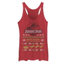 【★Fashion THE SALE★1/14迄】キャラクター パーク トレーナー タンクトップ 赤 レッド ヘザー JUNIOR'S 【 LICENSED CHARACTER JURASSIC PARK MERRY REX-MAS UGLY SWEATER TANK / RED HEATHER 】 キッズ ベビー マタニティ トップス