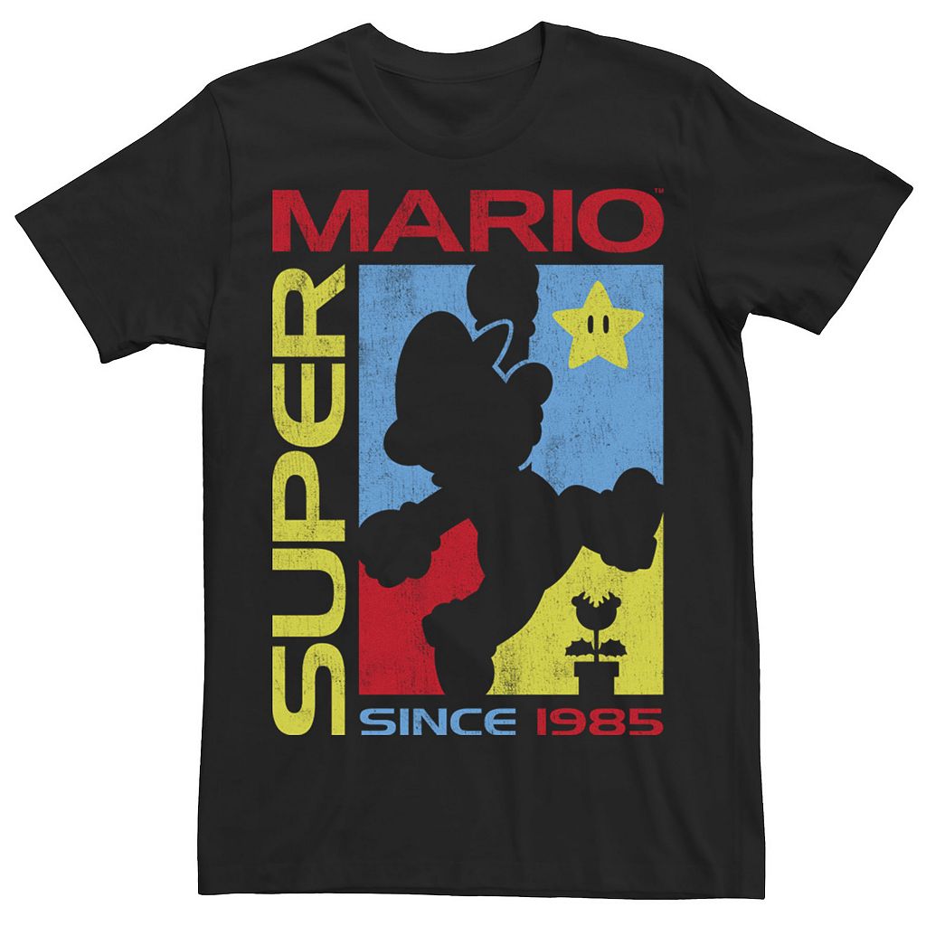 キャラクター Tシャツ 黒色 ブラック 【 LICENSED CHARACTER SUPER MARIO SINCE 1985 SILHOUETTE TEE / BLACK 】 メンズファッション トップス カットソー