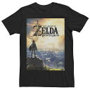 キャラクター レジェンド ワイルド Tシャツ 黒色 ブラック 【 LICENSED CHARACTER THE LEGEND OF ZELDA BREATH WILD LINK HORIZON POSTER TEE / BLACK 】 メンズファッション トップス カットソー