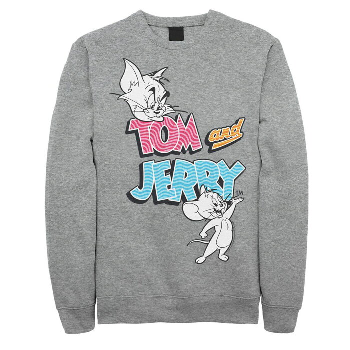 キャラクター ロゴ スウェットシャツ トレーナー ヘザー 【 HEATHER LICENSED CHARACTER TOM AND JERRY PATTERNED LOGO STAMP PORTRAIT SWEATSHIRT ATHLETIC 】