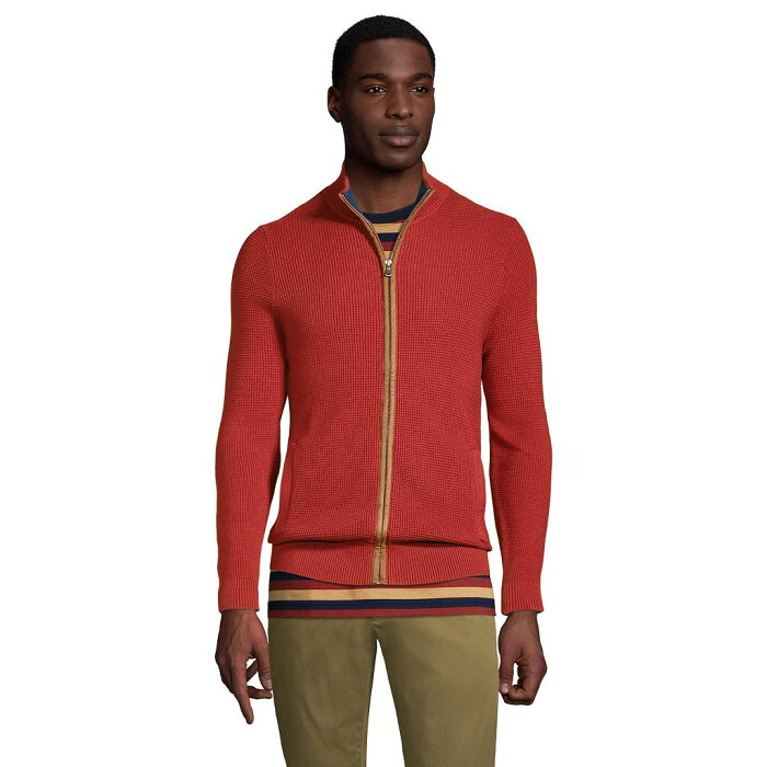 ランズエンド LANDS' END フルジップ カーディガン トレーナー 赤 レッド LANDS' 【 RED END CLASSICFIT FINE GAUGE SUPIMA FULLZIP CARDIGAN SWEATER RUST 】