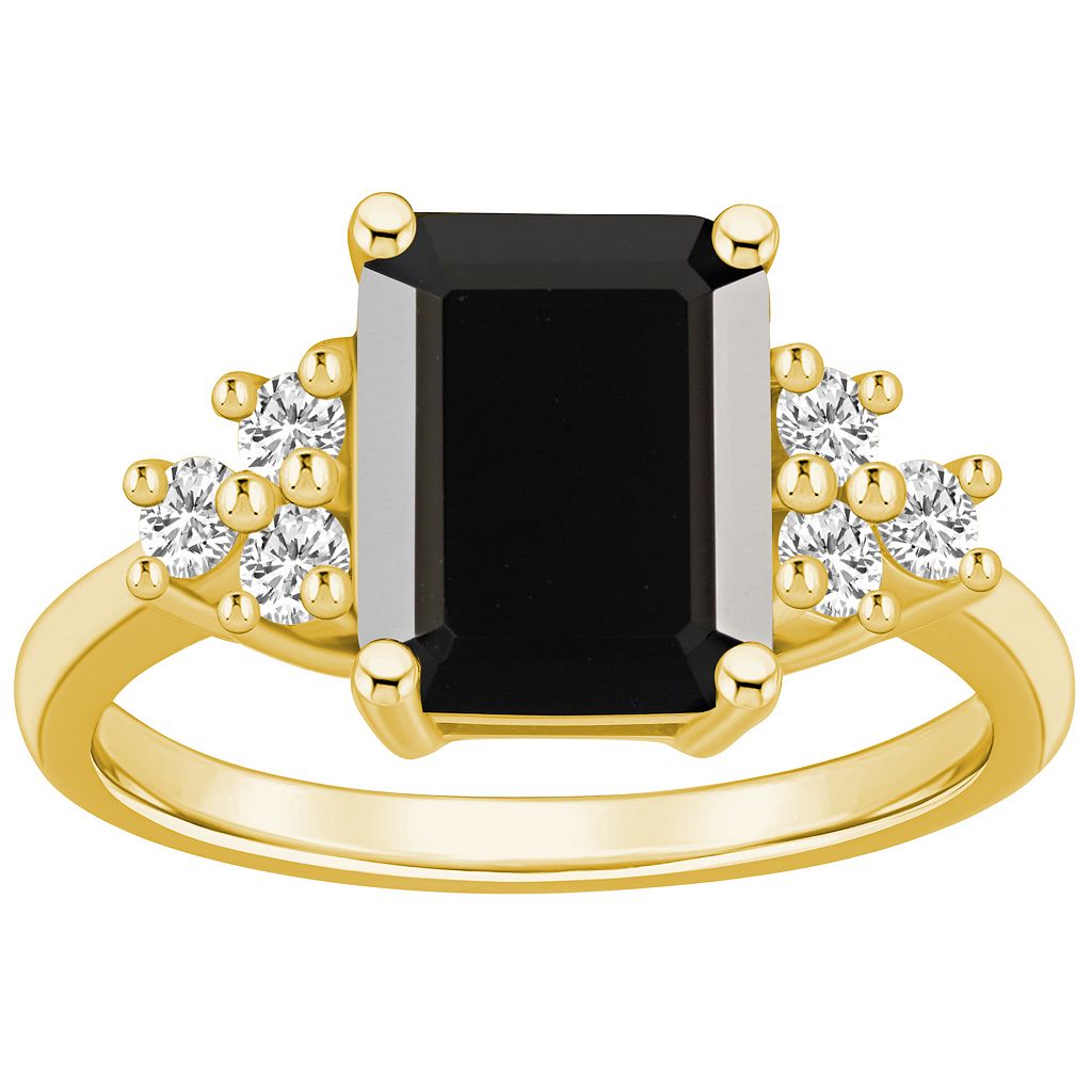 ゴールド 黒色 ブラック ダイヤモンド & T.W. 【 ALYSON LAYNE 14K GOLD EMERALD-CUT BLACK ONYX 1/3 CARAT DIAMOND RING / 14K GOLD 】 ジュエリー アクセサリー レディースジュエリー 指輪 リング