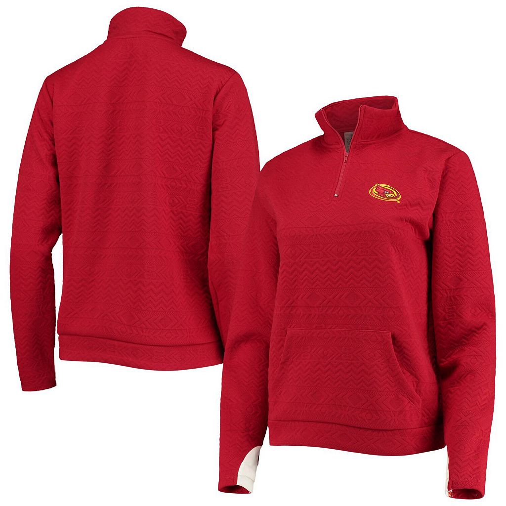 カーディナル アイオワ スケートボード サイクロン ジャケット 赤 レッド アイオワステイト 【 STATE RED UNBRANDED GAMEDAY COUTURE CARDINAL EMBOSSED QUARTERZIP JACKET ISU 】