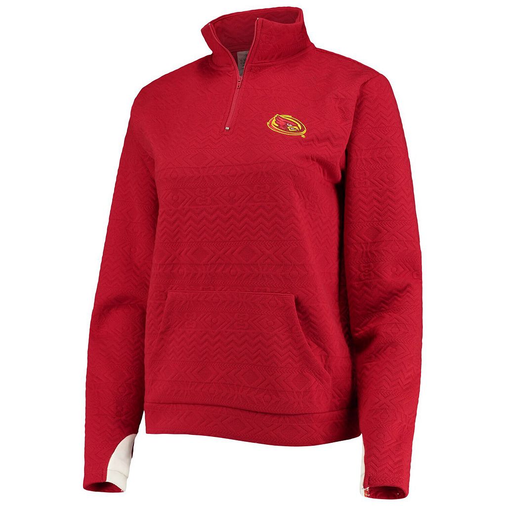 カーディナル アイオワ スケートボード サイクロン ジャケット 赤 レッド アイオワステイト 【 STATE RED UNBRANDED GAMEDAY COUTURE CARDINAL EMBOSSED QUARTERZIP JACKET ISU 】