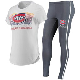 モントリオール カナディアンズ Tシャツ レギンス タイツ 白色 ホワイト & 【 UNBRANDED CONCEPTS SPORT WHITE/CHARCOAL MONTREAL CANADIENS SONATA T-SHIRT LEGGINGS SET / CND WHITE 】 インナー 下着 ナイトウエア レディ