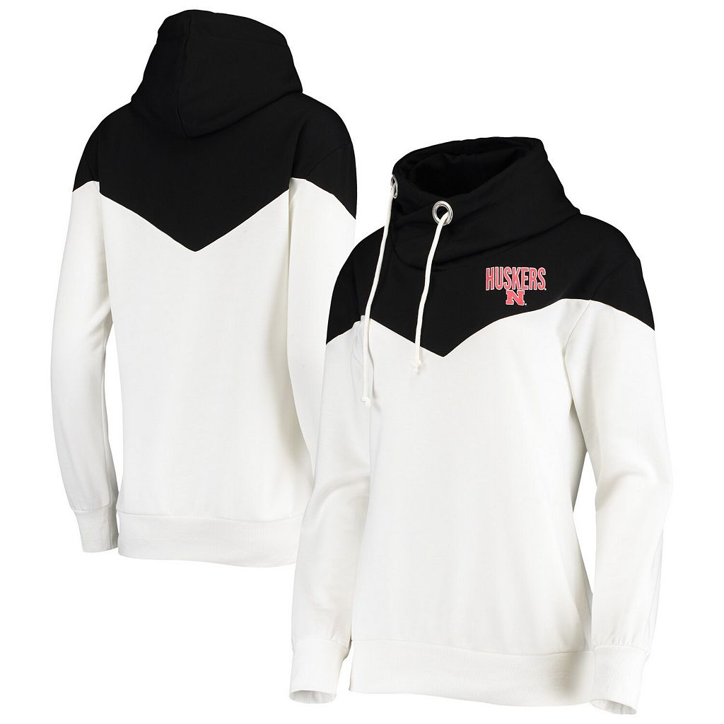 ネブラスカ アロー フーディー パーカー 白色 ホワイト オールドスクール 【 UNBRANDED GAMEDAY COUTURE WHITE/BLACK NEBRASKA HUSKERS OLD SCHOOL ARROW BLOCKED COWL NECK TRI-BLEND PULLOVER HOODIE / NEB WHITE 】 レディースフ