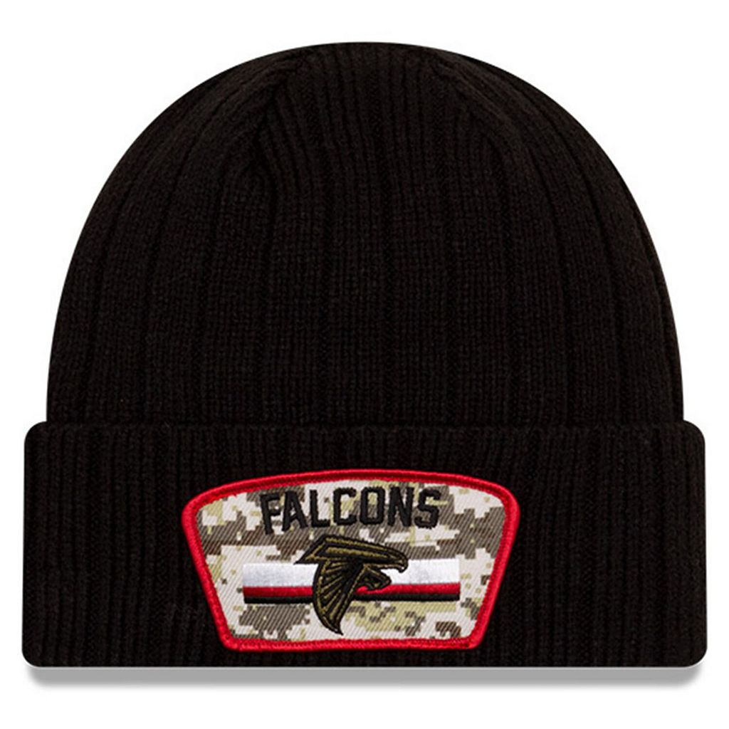 子供用 黒色 ブラック アトランタ ファルコンズ ニット ニューエラ 【 NEW ERA YOUTH BLACK ATLANTA FALCONS 2021 SALUTE TO SERVICE CUFFED KNIT HAT / FAL BLACK 】 キッズ ベビー マタニティ キャップ 帽子