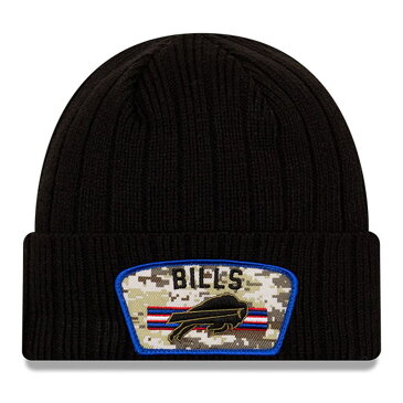 NEW ERA 黒色 ブラック バッファロー ビルズ ニット ニューエラ 【 BLACK 2021 SALUTE TO SERVICE CUFFED KNIT HAT BIL 】