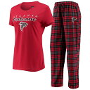 アトランタ ファルコンズ ロゴ Tシャツ 赤 レッド & 【 UNBRANDED CONCEPTS SPORT RED/BLACK ATLANTA FALCONS LOGO T-SHIRT PANTS SET / FAL RED 】 インナー 下着 ナイトウエア レディース ナイト ルーム パジャマ