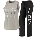 シカゴ 白色 ホワイト タンクトップ 黒色 ブラック ホワイトソックス & 【 UNBRANDED CONCEPTS SPORT BLACK/GRAY CHICAGO WHITE SOX METER MUSCLE TANK TOP PANTS SLEEP SET / SOX BLACK 】 インナー 下着 ナイトウエア レデ