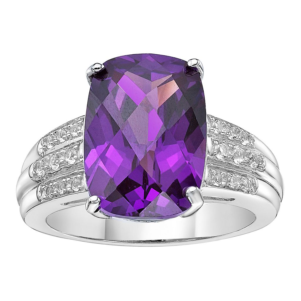 アレキサンドライト 銀色 シルバー 白色 ホワイト & 【 GEMMINDED STERLING SILVER LAB-CREATED ALEXANDRITE WHITE SAPPHIRE RING / STERLING SILVER 】 ジュエリー アクセサリー レディースジュエリー 指輪 リング