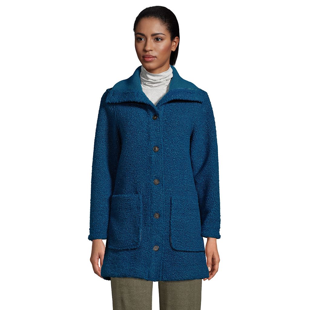 ランズエンド LANDS' END 【小さめ】 フリース LANDS' 【 END PETITE COZY TEDDYBEAR FLEECE COAT BALTIC TEAL 】