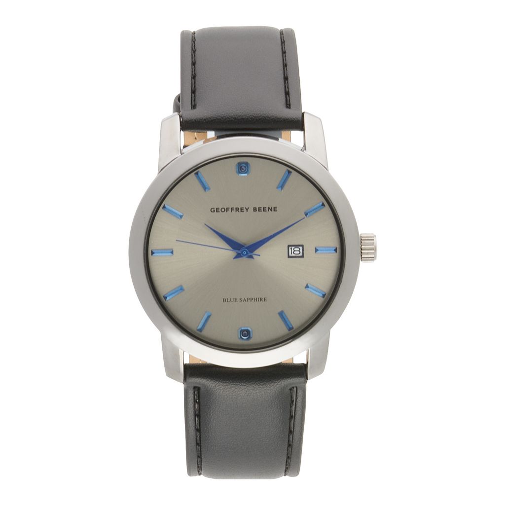 青色 ブルー ストラップ ウォッチ 時計 【 GEOFFREY BEENE GUNMETAL TONE BLUE SAPPHIRE STRAP WATCH / 】 腕時計 メンズ腕時計 ※入荷時に電池が切れの場合もありますので予めご了承ください。