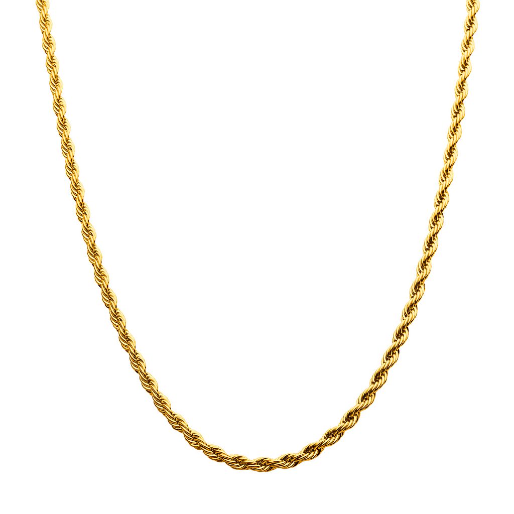 ブランド名Unbranded性別mens (adult)商品名18k Gold Over Stainless Steel Rope Chain Necklaceカラー/Gold/Tone/4mm