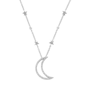 銀色 シルバー ダイヤモンド ネックレス T.W. & 【 SILVER UNBRANDED STERLING 1 5 CARAT DIAMOND MOON STAR PENDANT NECKLACE 】