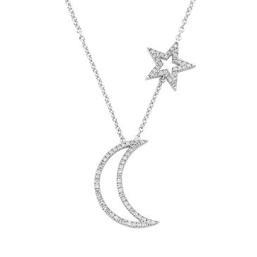 銀色 シルバー ダイヤモンド ネックレス T.W. & 【 SILVER UNBRANDED STERLING 1 4 CARAT DIAMOND MOON STAR PENDANT NECKLACE 】